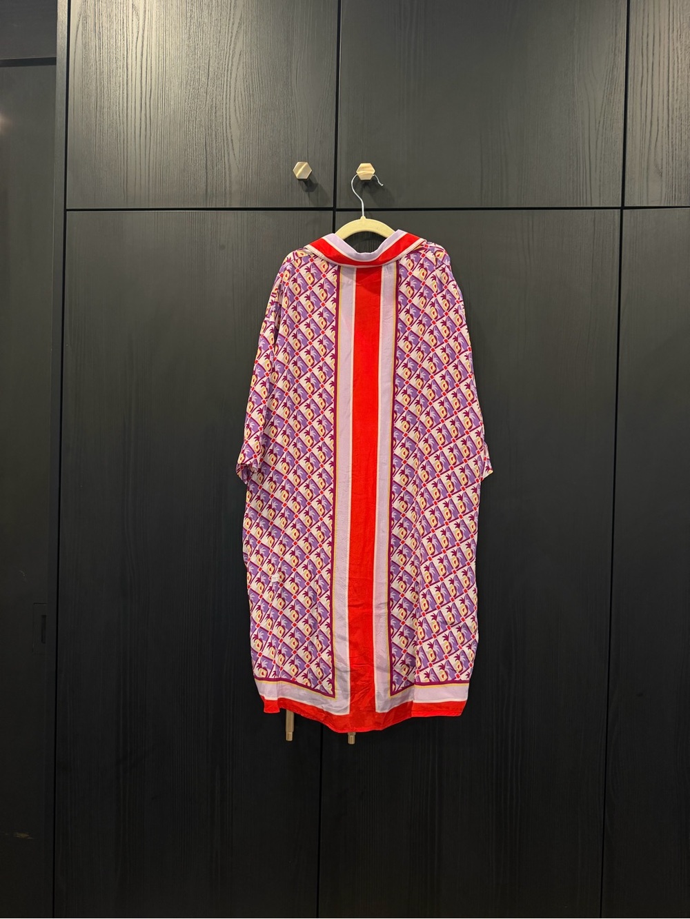FARM Rio Purple Patterned Button-Up Blouse with Red Trim - Picture 3 of 3